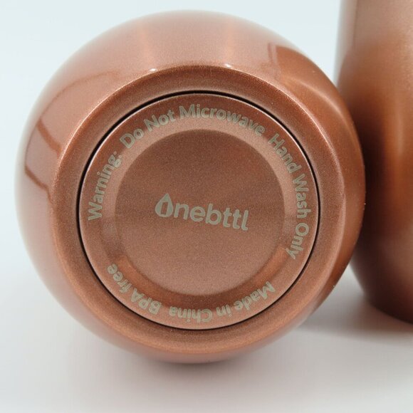 Onebttl Pair of 2 Texas Rose Gold Stainless Stemless Wine Glass Tumblers NEW - Picture 7 of 9